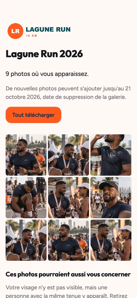 Lagune Run : galerie de l'invité, orange de la course